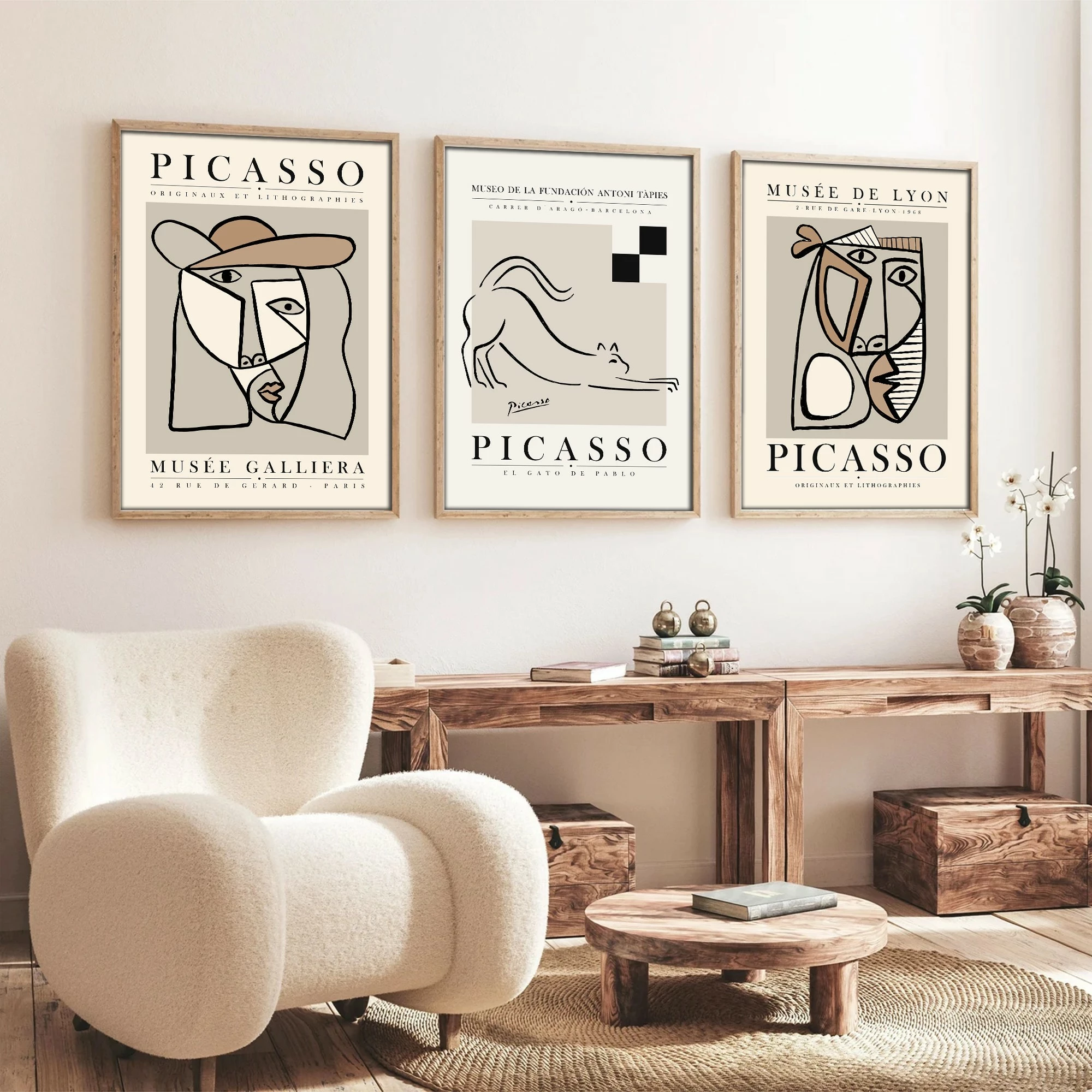 Pikturë dekorative me kornizë, 3 copë, MDF, Wallity, Huhu254, 50x70cm