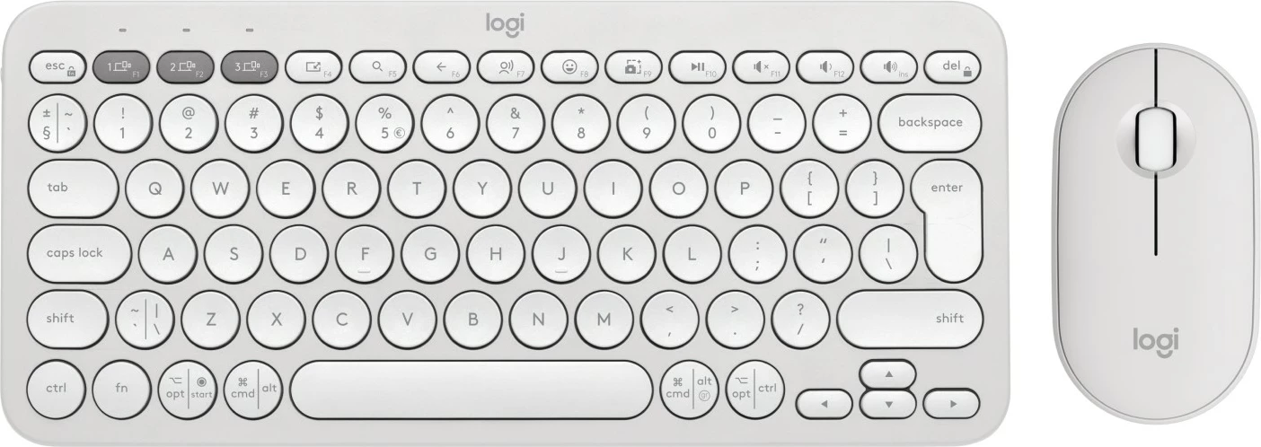 Set maus dhe tastierë Logitech Pebble 2 Combo, Tonal White