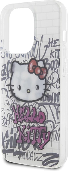 Mbështjellës Hello Kitty IML Kitty On Bricks Graffiti për iPhone 15 Pro Max, Bardhë