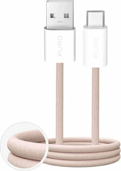 kabllo USB-A në USB-C Puro Fabrik 2.0 1.5m, bezhë