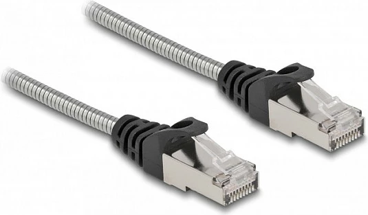 Kabllo rrjeti DeLOCK RJ45 Cat6a, 1 m, U/FTP (STP), LSZH, e zezë/argjendtë