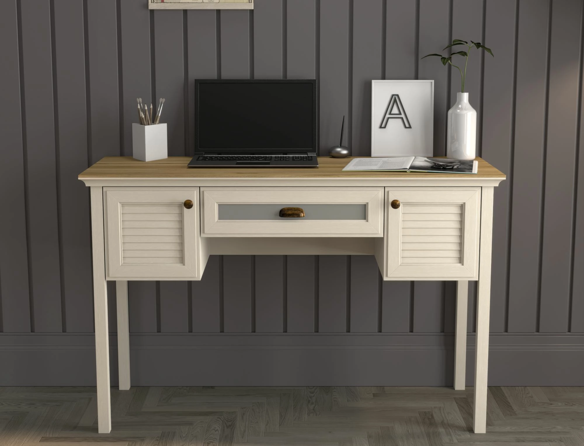 Tavolinë pune Skye Decor, FRN-21033, krem, lis, gri