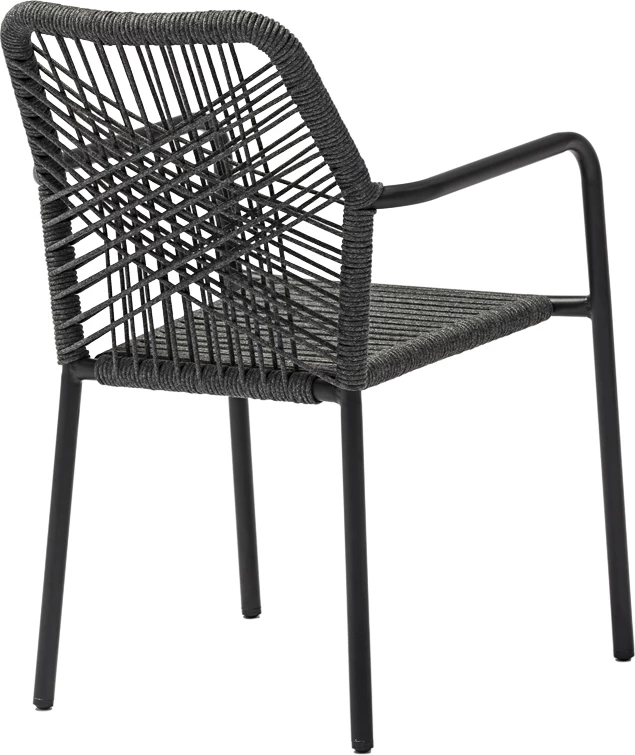 Set tavoline me 4 karrige Kherson-Kliton, alumin dhe litar, ngjyrë antracit, 150x80x74cm