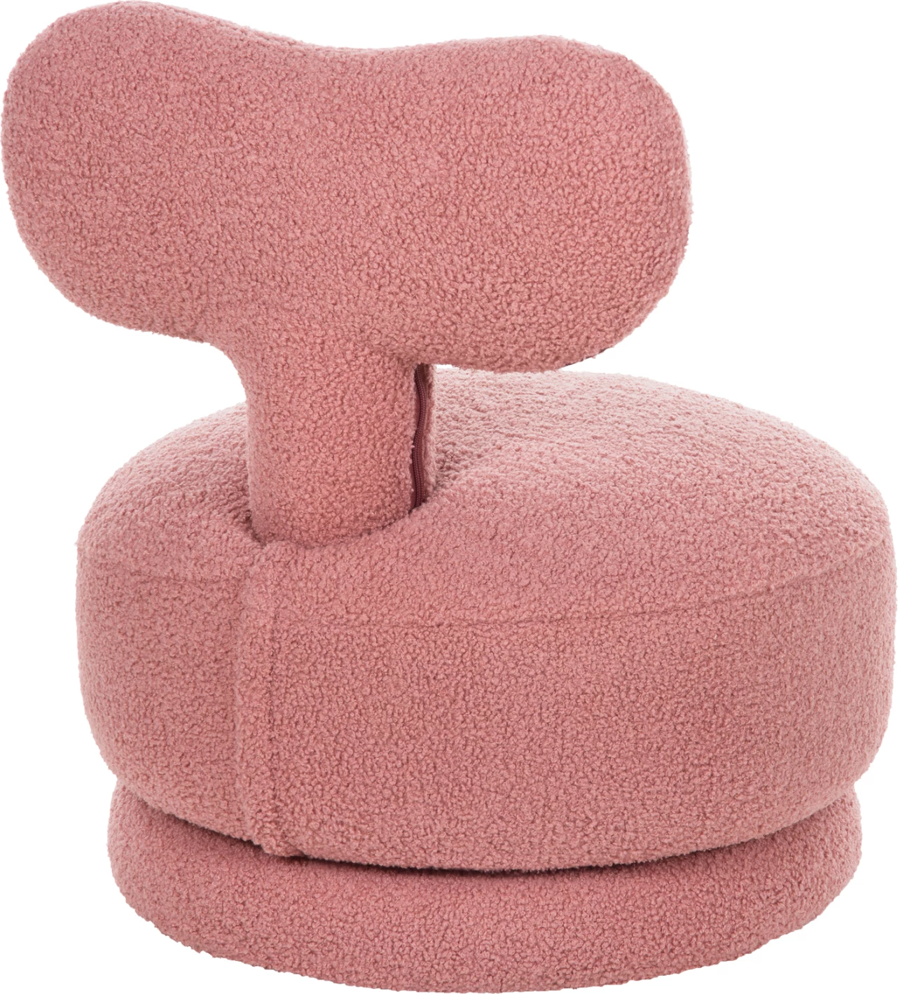 Karrige për bar me mbështetëse, rrotulluese, KRIVIO FH9775.02, ngjyrë rozë e pluhurosur, pëlhurë boucle, 52x53x60 cm