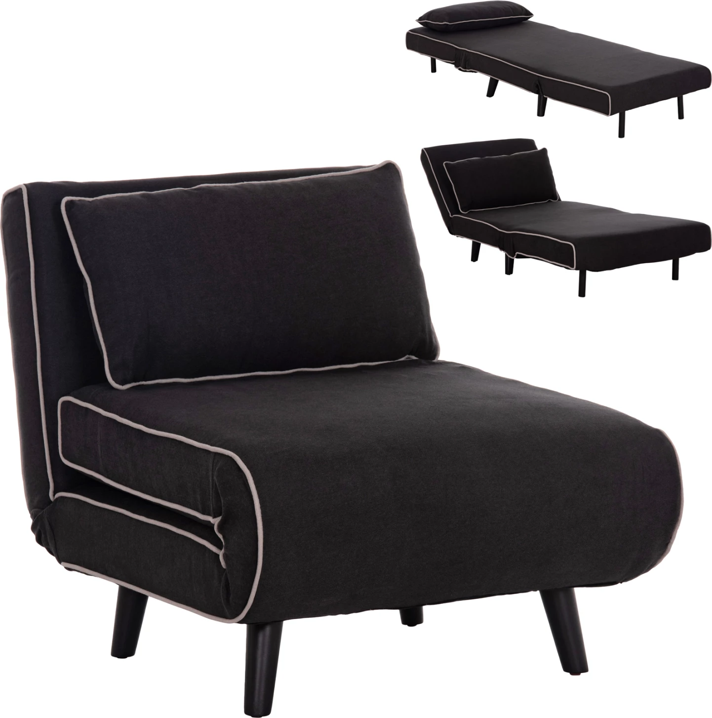 Fotel-krevat BRAXTON, material i zi, FH8425.03, 78x88x78cm
