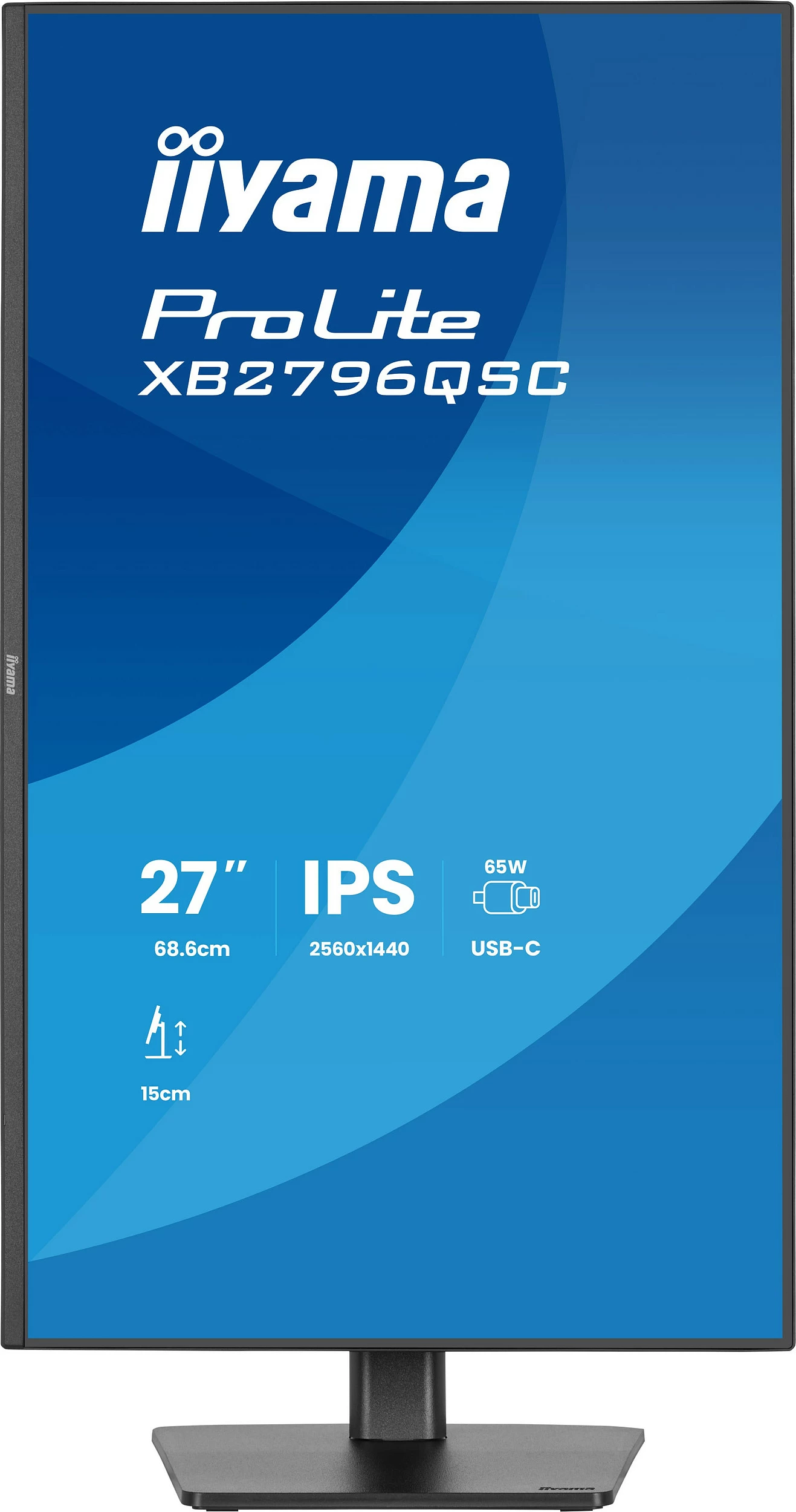 Monitor iiyama ProLite XB2796QSC-B1, 27" QHD IPS, 75Hz, USB-C, altoparlantë, i zi