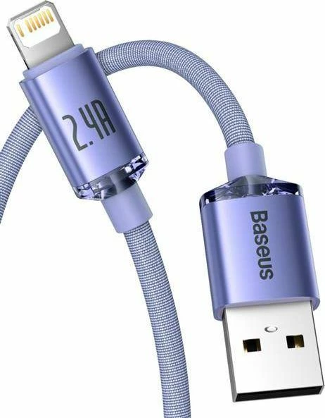 Kabllo USB-A në Lightning Baseus Crystal Shine 1.2 m 2.4A USB 2.0, vjollcë, 1 copë