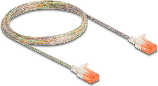 Kablë rrjeti DeLOCK RJ45 Cat6a Slim 2m, 10Gbps, transparente