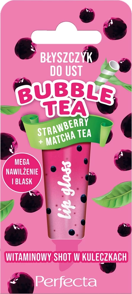 Gloss për buzë Perfecta Bubble Tea Strawberry + Matcha Tea për femra, 10g