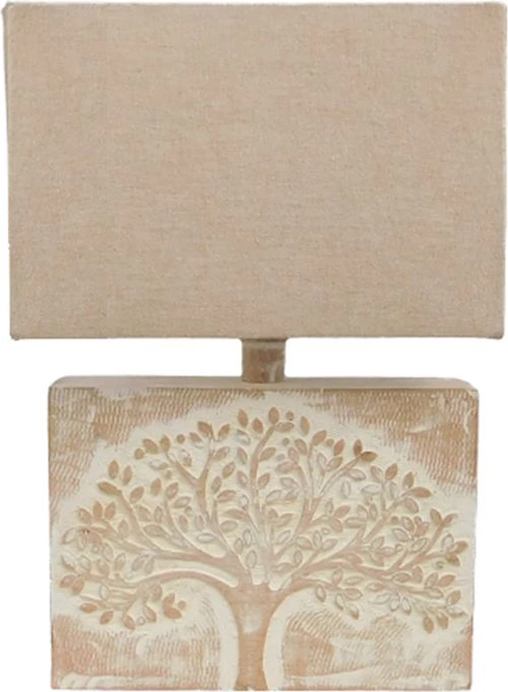 Llambë tavoline Oliva/Diana, dru, material tekstili, e bardhë/bezhë, 28x10x42cm