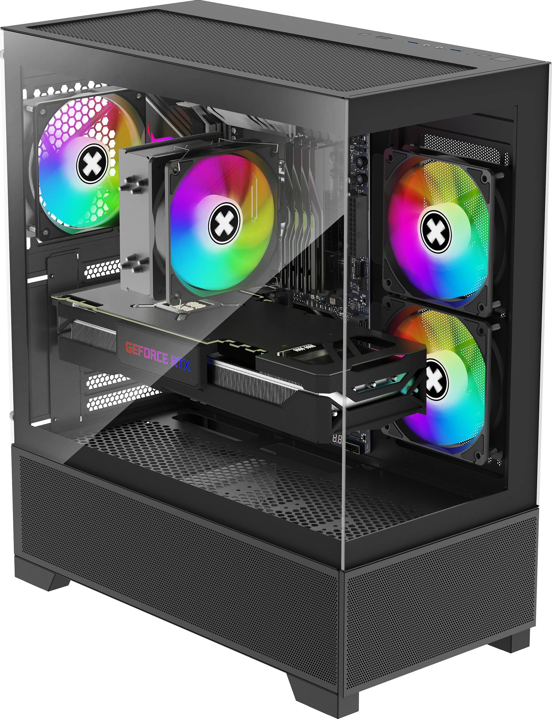 Kasë Xilence Beam XG172, Midi Tower, tempered glass, RGB, e zezë