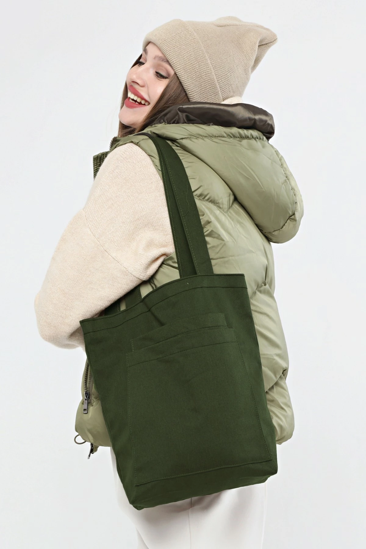 Çantë tote Zoozie Bags, ngjyrë e gjelbër e errët, 2115