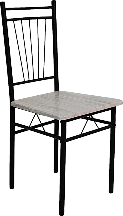 Tavolinë me karrige Roza, 5 copë, sonoma MDF, këmbë metalike të zeza, 120x65x75cm