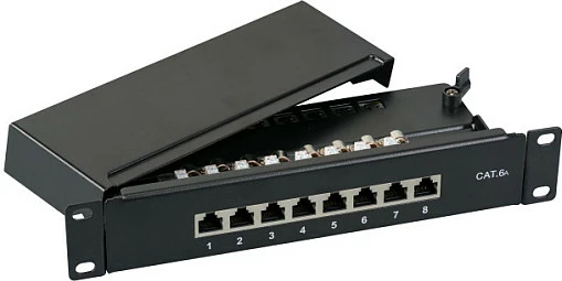 Patchpanel EFB Elektronik mini 8xRJ45 Cat6A, STP (S/UTP), 1U, 10Gbps, gri