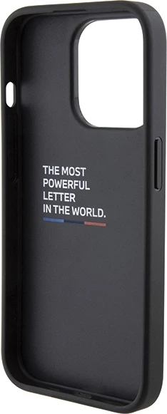 Mbështjellës BMW Grip Stand Smooth & Perforated për iPhone 15 Pro, i zi