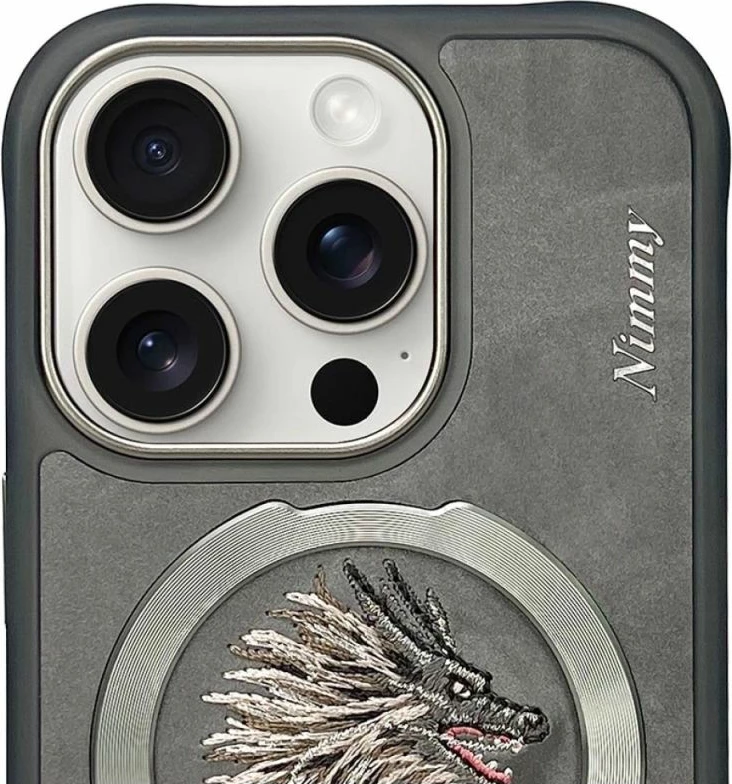 Koverte MagSafe Nimmy Dragon për iPhone 16 Pro Max, gri