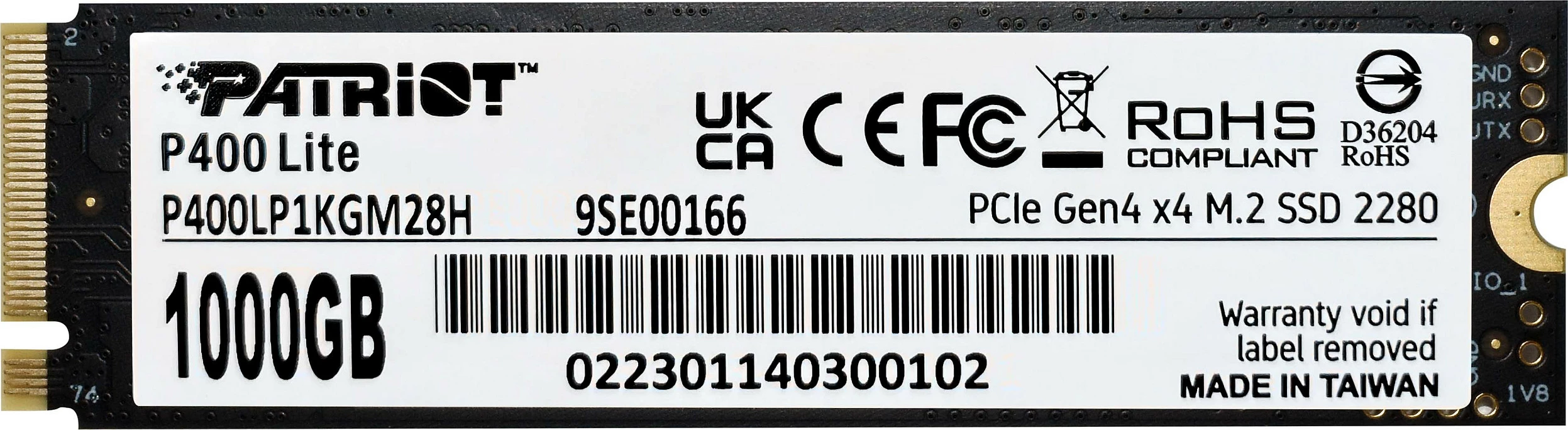 SSD Patriot P400 Lite 1TB M.2 PCIe 4.0 x4 NVMe, zi/bardhë