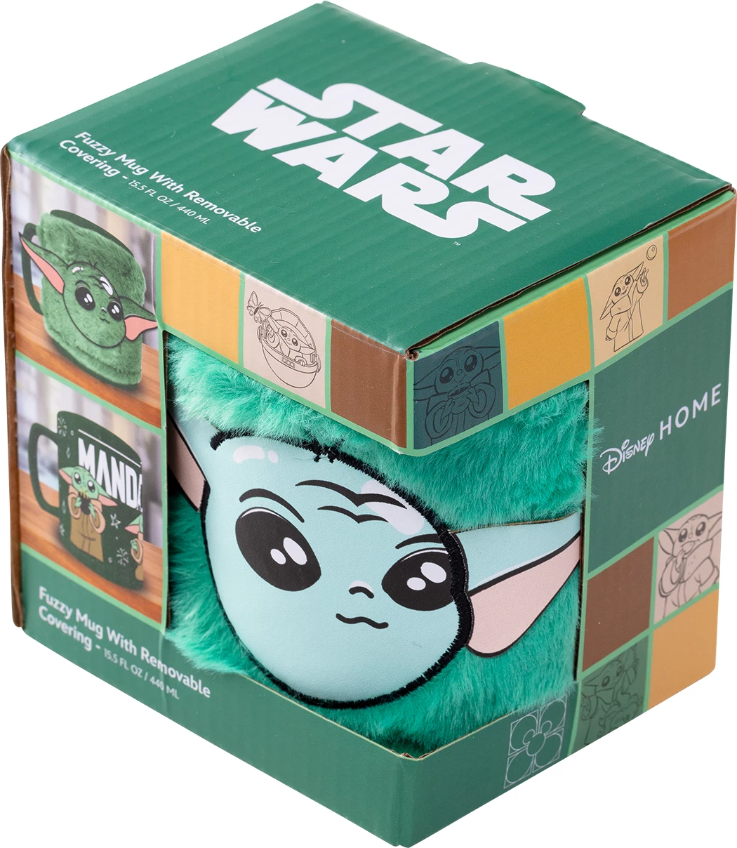 Mug Pyramid International The Mandalorian Grogu Fuzzy 440 ml, mbulesë e butë e heqshme, jeshile