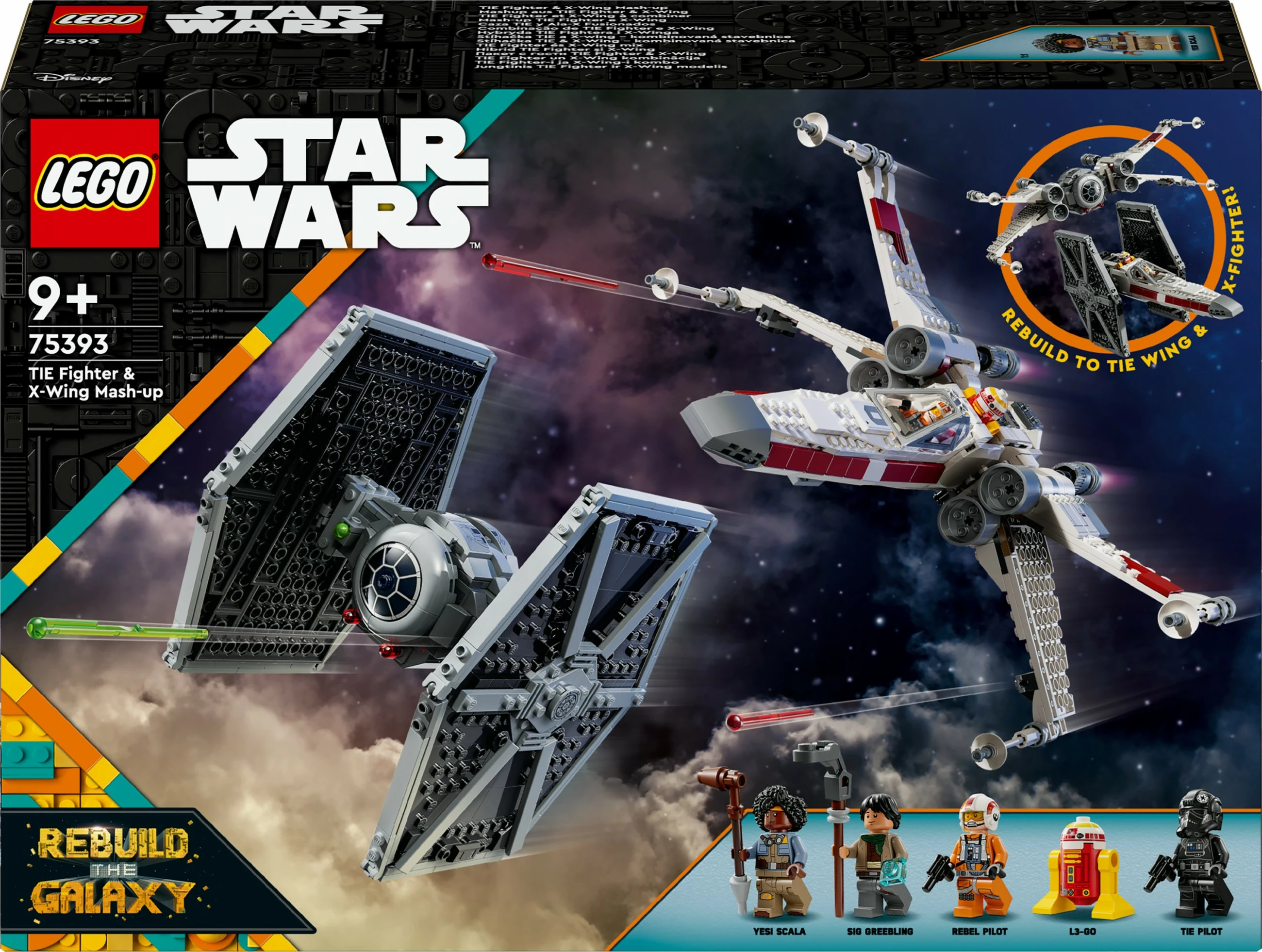 Set ndërtimi LEGO TIE Fighter & X-Wing Mash-up, 1063 copë, shumëngjyrësh