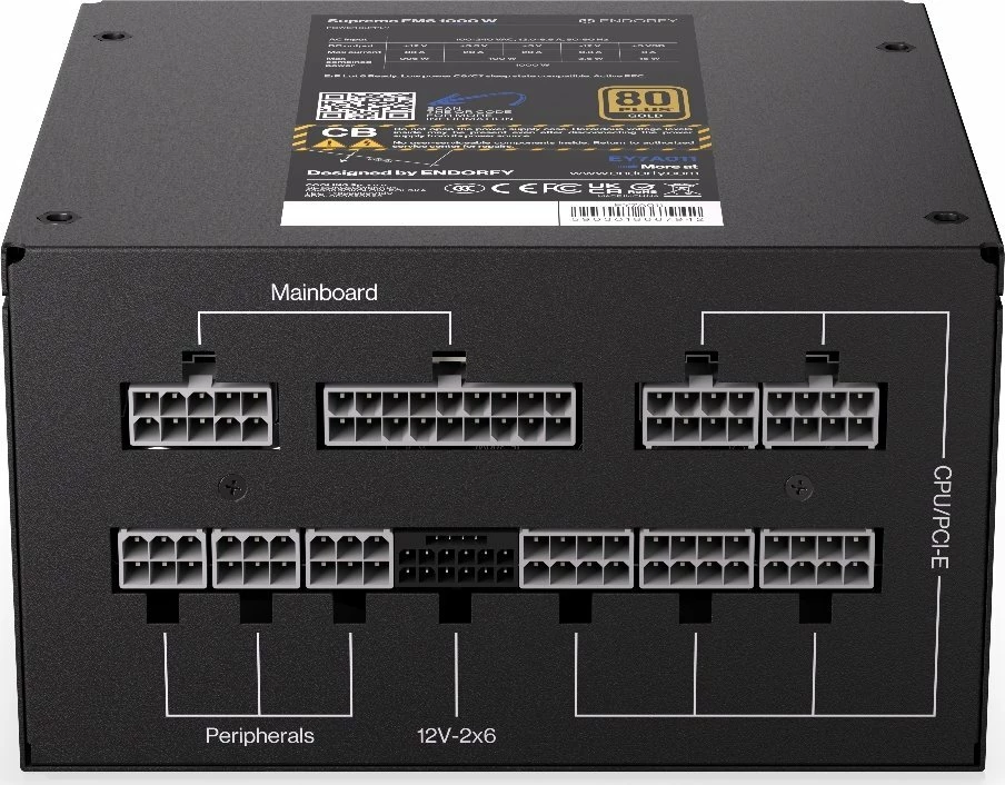 Furnizues energjie Endorfy Supremo FM6 EY7A011, 1000W, 80 Plus Gold, ATX 3.1, full modular, i zi