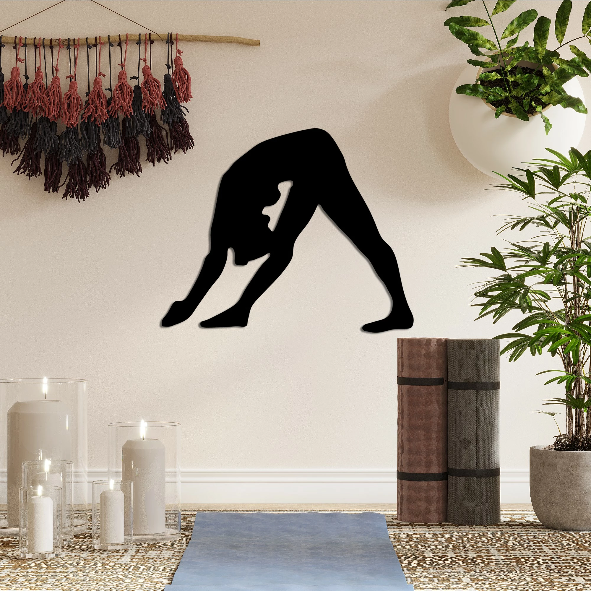 Aksesor muri dekorativ prej metali, Wallity Yoga 14, ngjyrë e zezë, 55x45cm