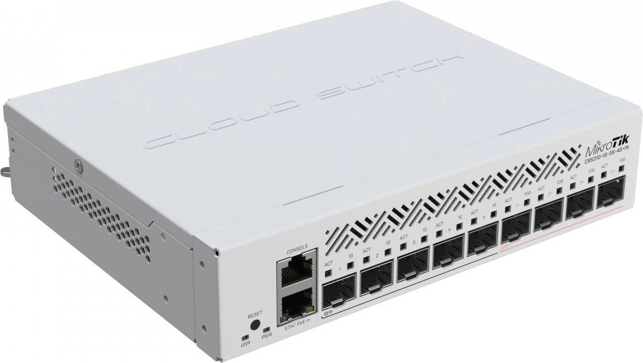 Switch MikroTik CRS310-1G-5S-4S+IN, 1xGbE, 5xSFP, 4xSFP+, i bardhë