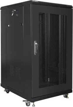 Kabinet rack LANBERG 19" 22U 600x800mm, dyer të perforuara, stojës, i zi