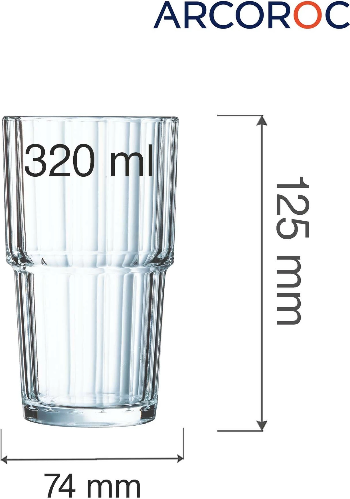 Gotë highball Arcoroc Norvege 320 ml transparente, set 6 copë