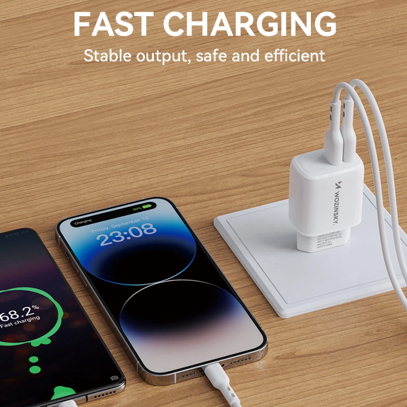 Karikues muri Wozinsky CUWCW, 2 x USB-A, 2.4A, i bardhë