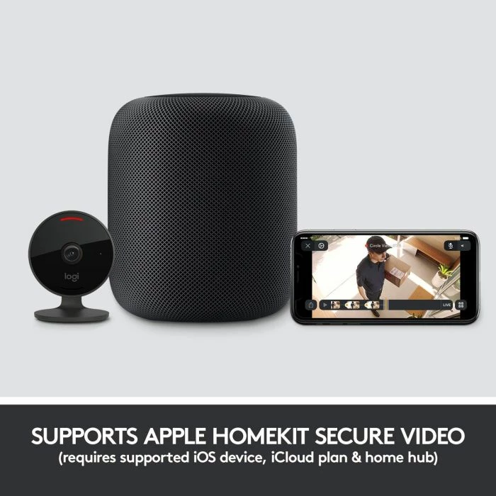 Kamerë sigurie Logitech Circle View 961-000490 Full HD, 180° kënd shikimi, me kabllo, Apple HomeKit, e zezë