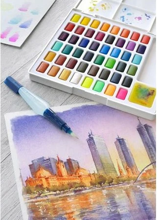 Set akuarel Faber-Castell 169748, 48 ngjyra, brushë uji, multikolor