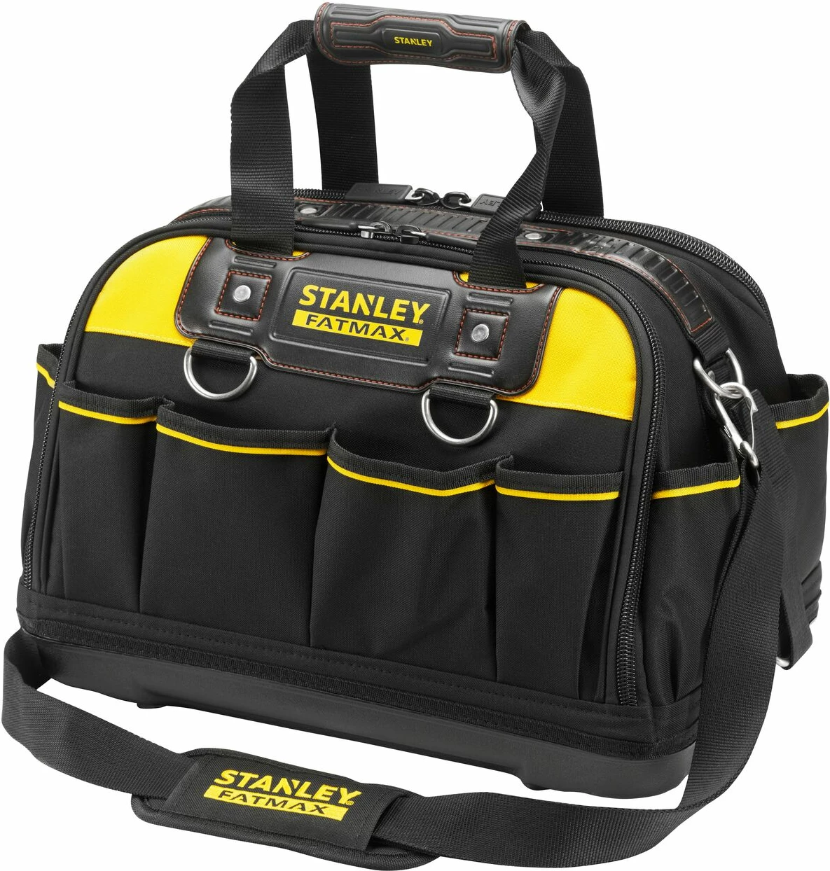 Çantë veglash Stanley FATMAX FMST1-73607 2-në-1 multi-purpose me ndarje të thella, xhepa dhe rrip shpatulle, e zezë/verdhë