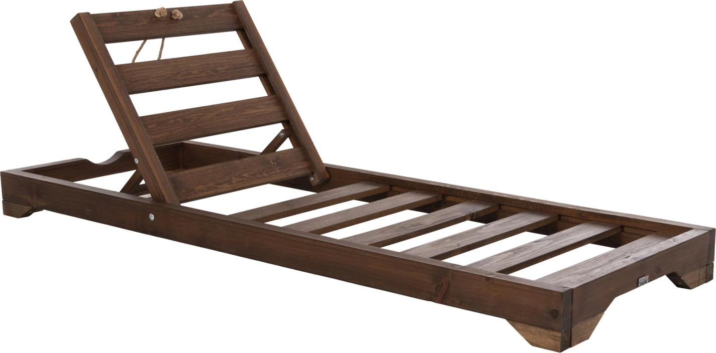 Shezlong plazhi me këmbë të shkurtra IKARIA FH6107.01 dru pishe ngjyrë arre vetëm korniza 80x208x100Hcm