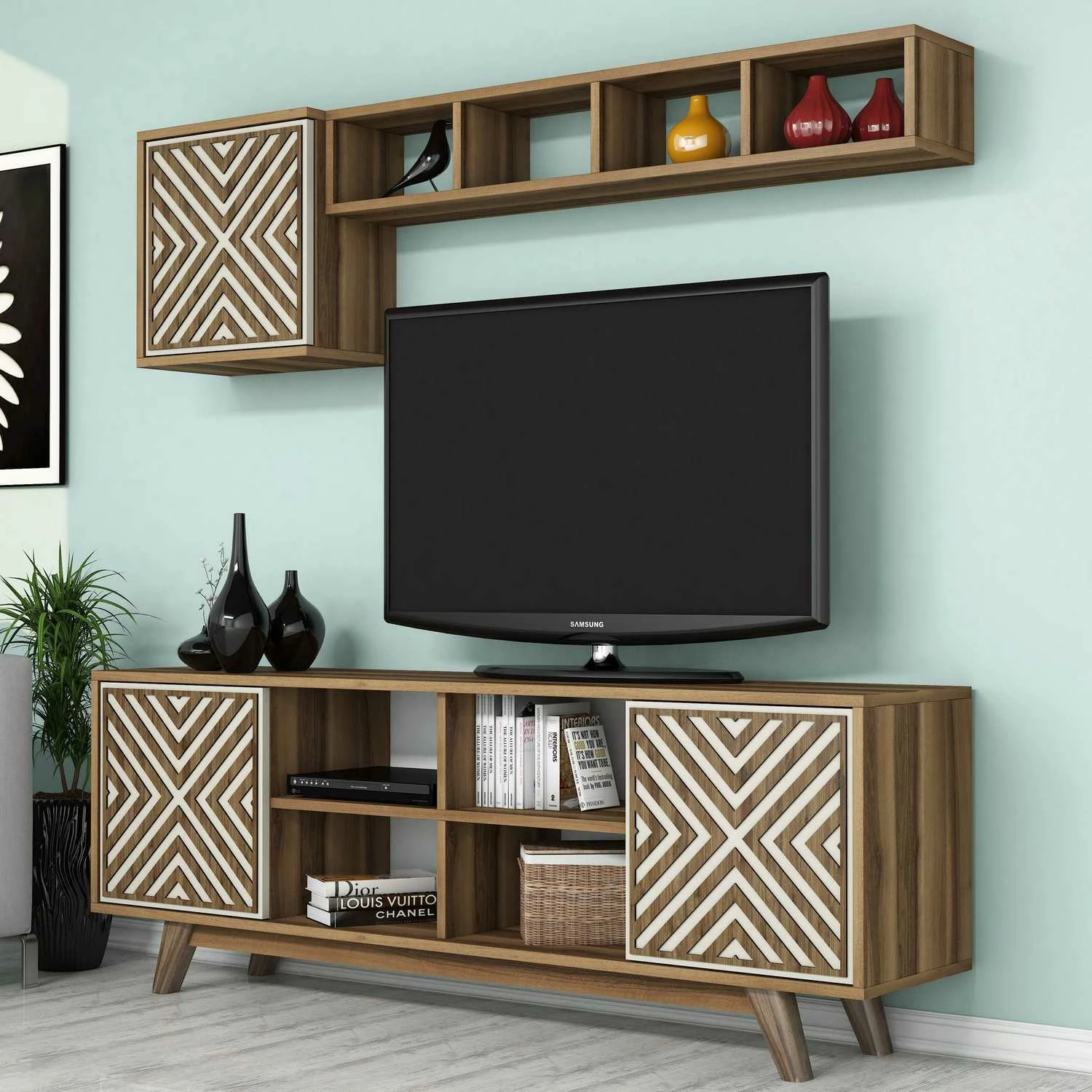 Komodë TV Hanah Home, ngjyrë arre dhe krem, Inci