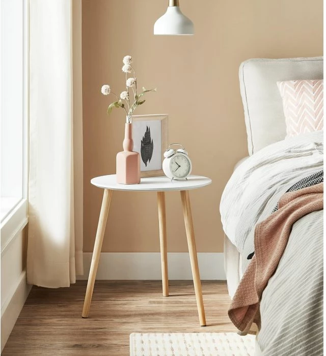 tavolinë kafeje SONGMICS Miza LET07WN, set 2 copë (45×50 cm + 35×35 cm), bardhë/natyrale