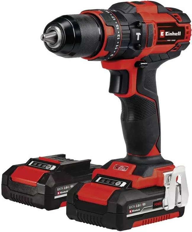 Shurubillë pa kabllo Einhell TE-CD 18/40 Li-i +64, e zezë/e kuqe, set me 2 bateri dhe 64 pjesë