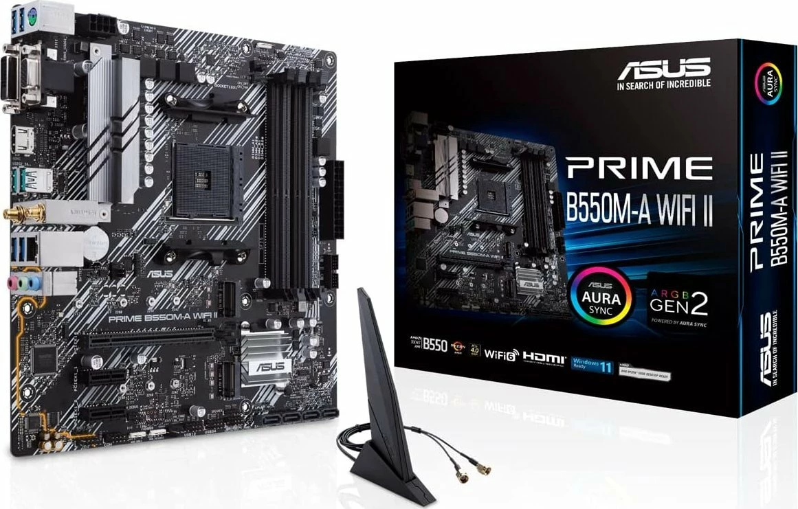 Pllakë amë Asus PRIME B550M-A WIFI II, mATX, AM4, Wi‑Fi 6, DDR4 128GB