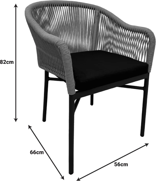 Karrige alumini Legana e grumbullueshme, kornizë antracit-rattan, 56x66x82cm