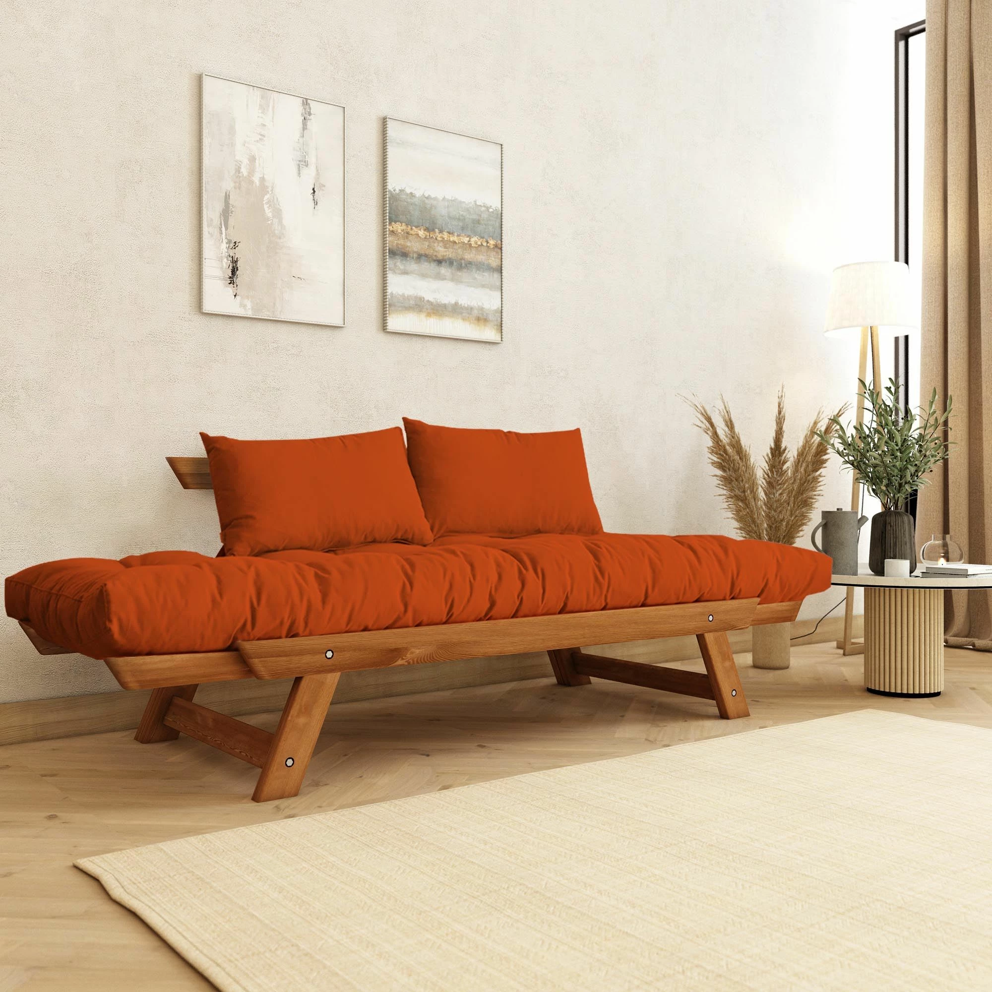 Divan-dyshek 2 vende, Skye Decor, teak dhe portokalli, CPT8172-210