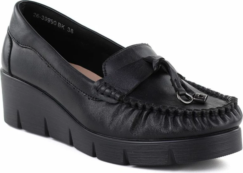 Këpucë lëkure për femra Vinceza 39990, të zeza