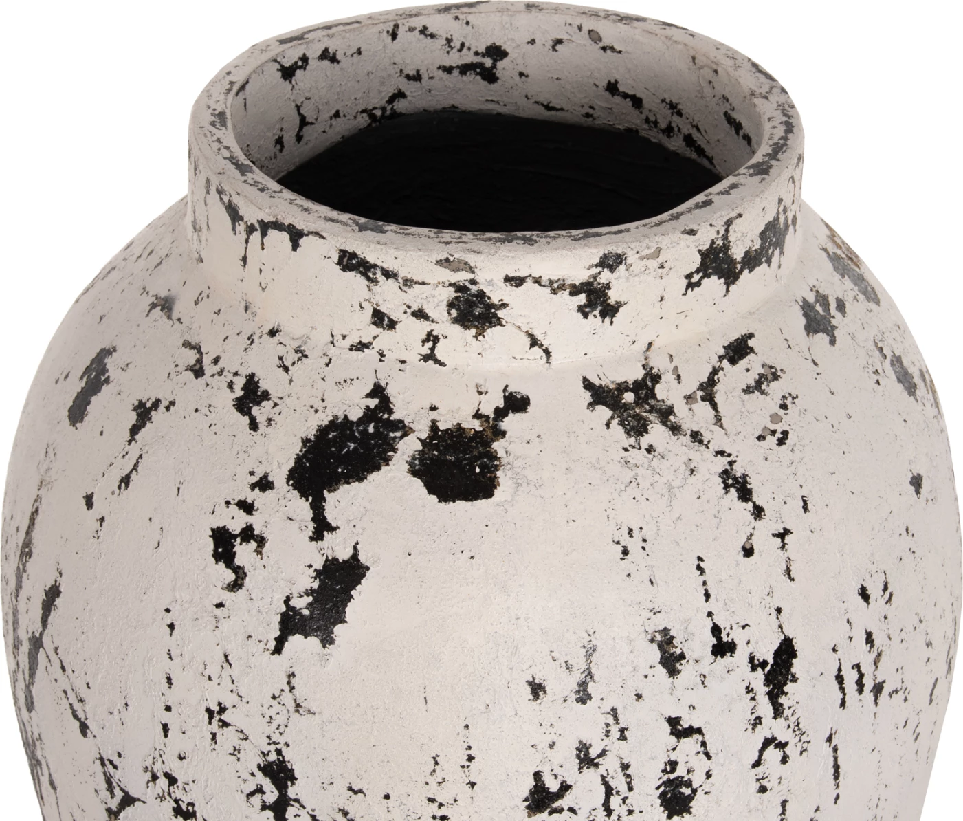 Vazo dekorative për dysheme me bazë pjate LAUREL FH7937 terrakota në patinë të bardhë Φ45x100Hcm