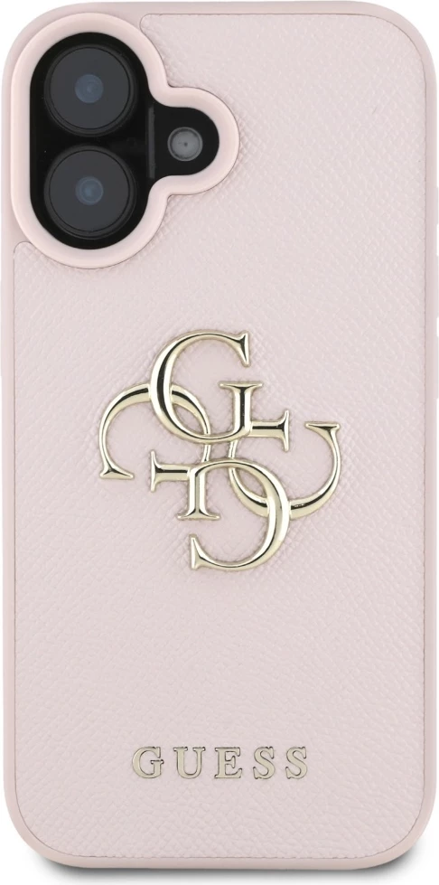 Mbështjellës Guess Grained Big 4G Logo Small Classic Logo për iPhone 16, Rozë