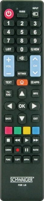Telekomandë Schwaiger UFB100LG 533, IR Wireless, butona, e zezë
