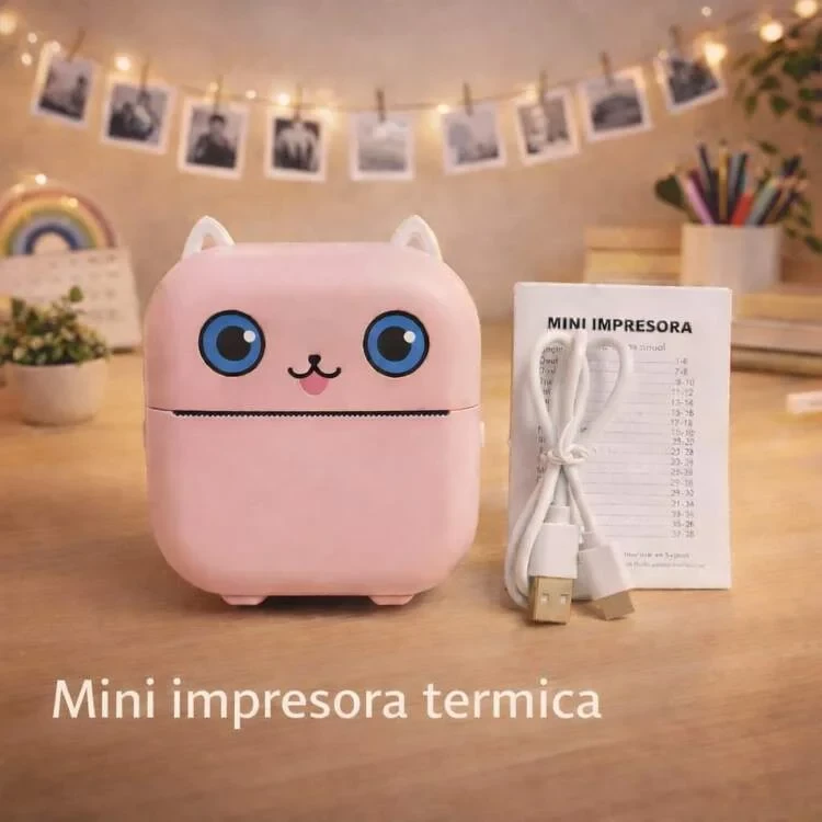 Printer termik portativ Smart Mimi 6023, bluetooth & USB, rozë