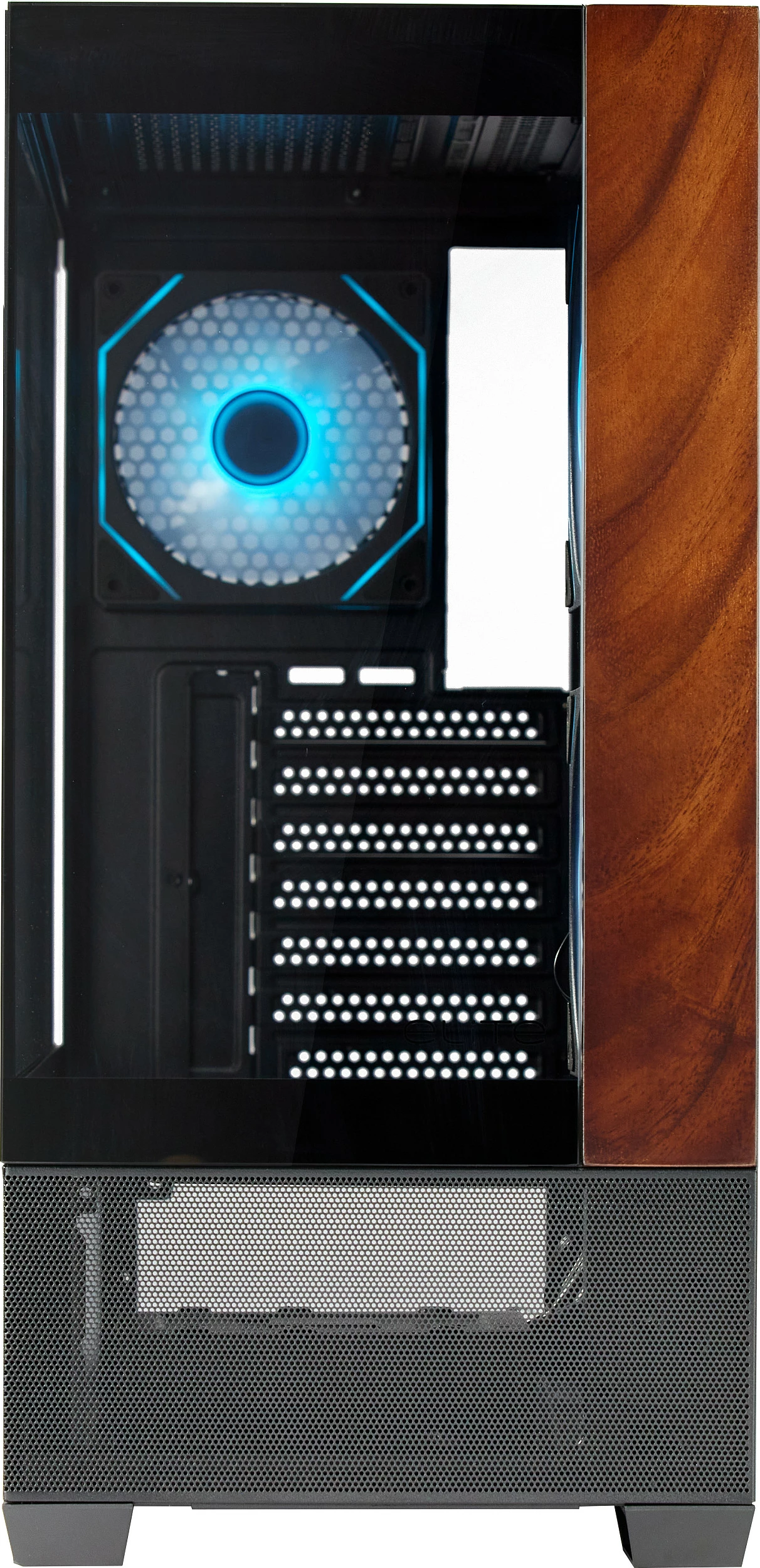 Kasë Cooler Master Elite 690 Wood, Midi Tower, tempered glass, RGB, e zezë/dru