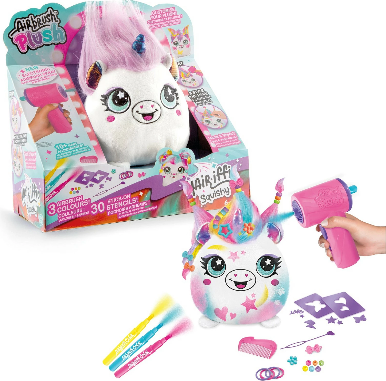 Lodër pelushi Canal Toys Airbrush Plush AIR 040, set stilimi flokësh, 148 pjesë, multikolor