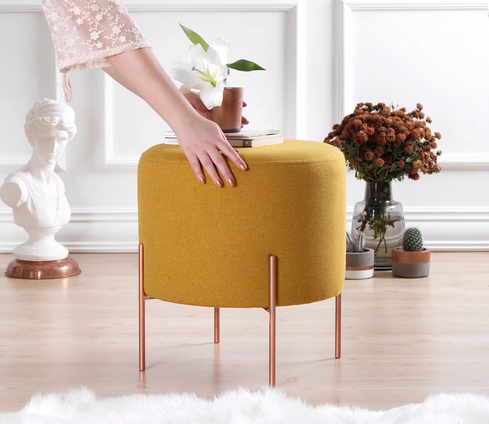 Puf Mustard Atelier del Sofa, këmbë bakri, 49
