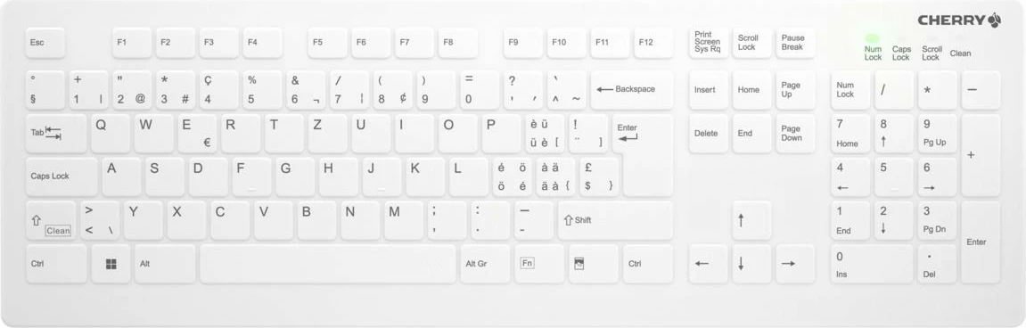 Tastierë wireless Cherry AK-C8112, QWERTZ, Scissor key switch, Bardhë