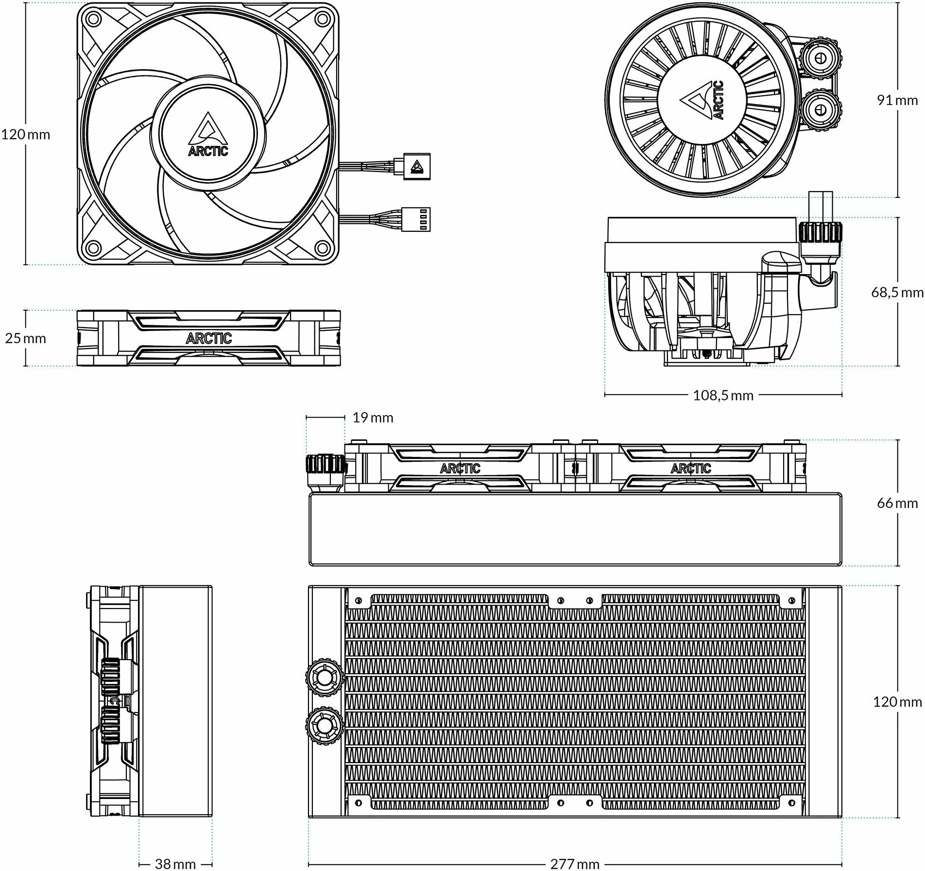 Ftohje me ujë Arctic Liquid Freezer III Pro 240 ACFRE00178A, radiator 240 mm, 2x120 mm PWM, e zezë