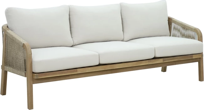 Set 4 pjesësh Malibu I, mobilje për sallon ose oborr, dru akacie natyrale, stof bezhë